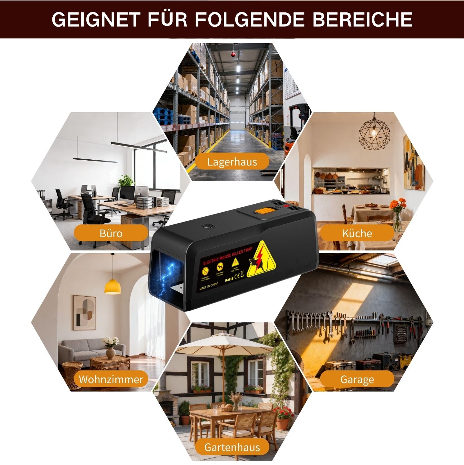 Hochspannungs-Elektrofalle für Mäuse (2800 V), mausefalle, Mäuseplage, Wiederverwendbare, Giftfreie Schädlingsbekämpfung für Innen und Außen, Starke & hygienische Lösung, schmerzfreie Tötung