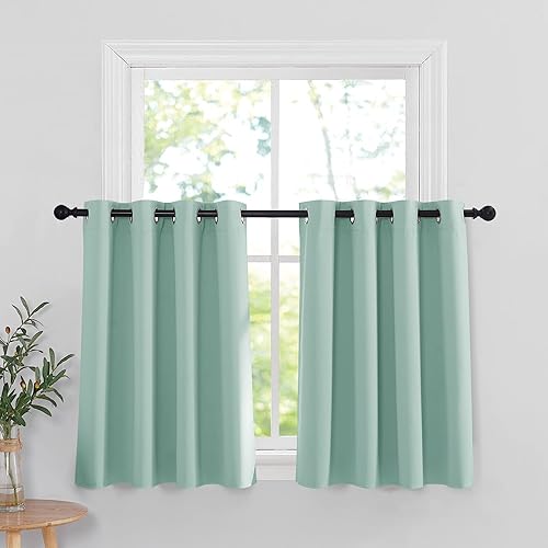 Miniatura 98 de RYB HOME Juego de 2 paneles de cortinas opacas grises de 63 pulgadas de largo, cortinas sólidas resistentes para oscurecer la habitación