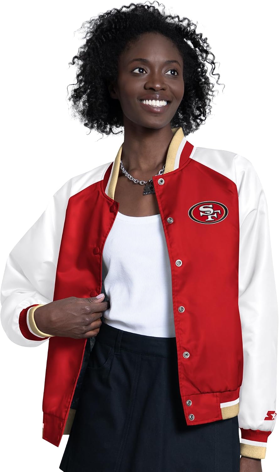 STARTER Women's NFL Raglan Blitz Full-Snap Varsity Jacket