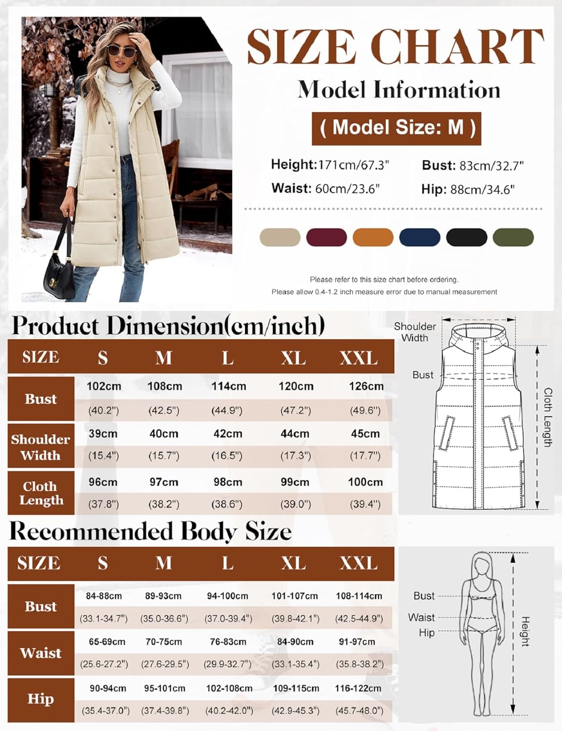 Long Puffer Vest Women With Hood Sleeveless Down Vest Warm Jacket Winter Coat With Pockets - Image 5