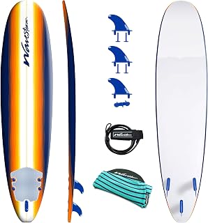 Wavestorm 8ft Classic Soft Top Foam Surfboard - Durable EPS Core Longboard for Beginners