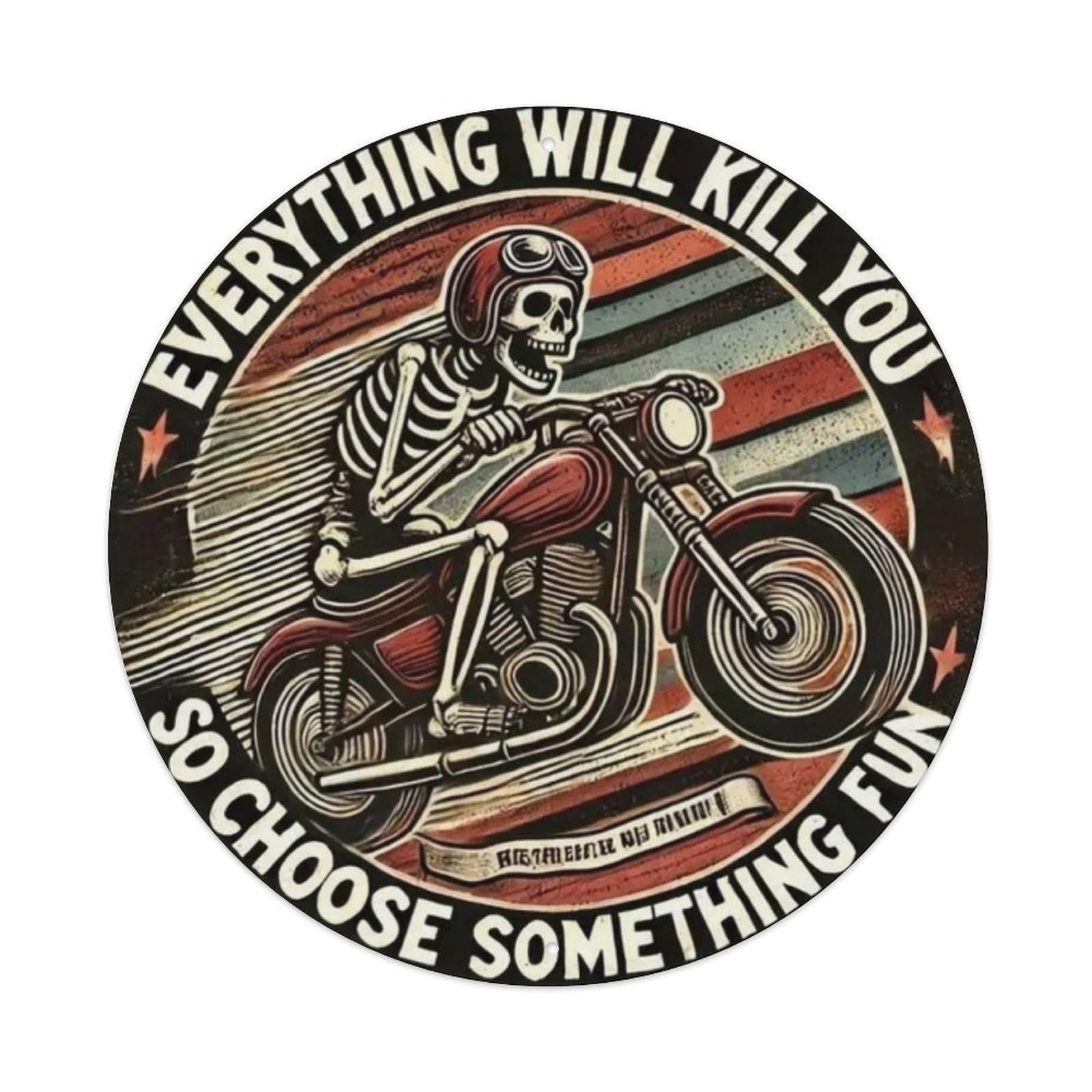 Gentinap Vintage Motorcycle Skeleton Tin Sign Metal Sign Home Bar Garden Wall Decor Metal Poster 8X8 Inch