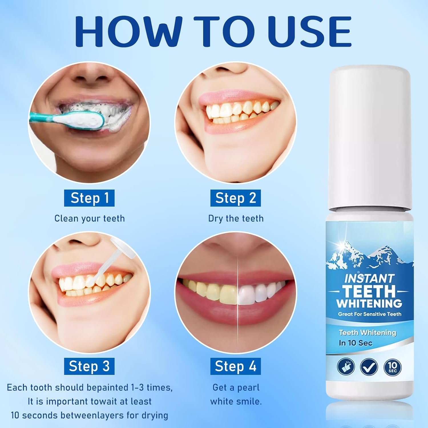 Tooth Paint, Teeth Whitening Paint, Instant White Tooth Paint, Tooth Polish Uptight White, Portable and Simple