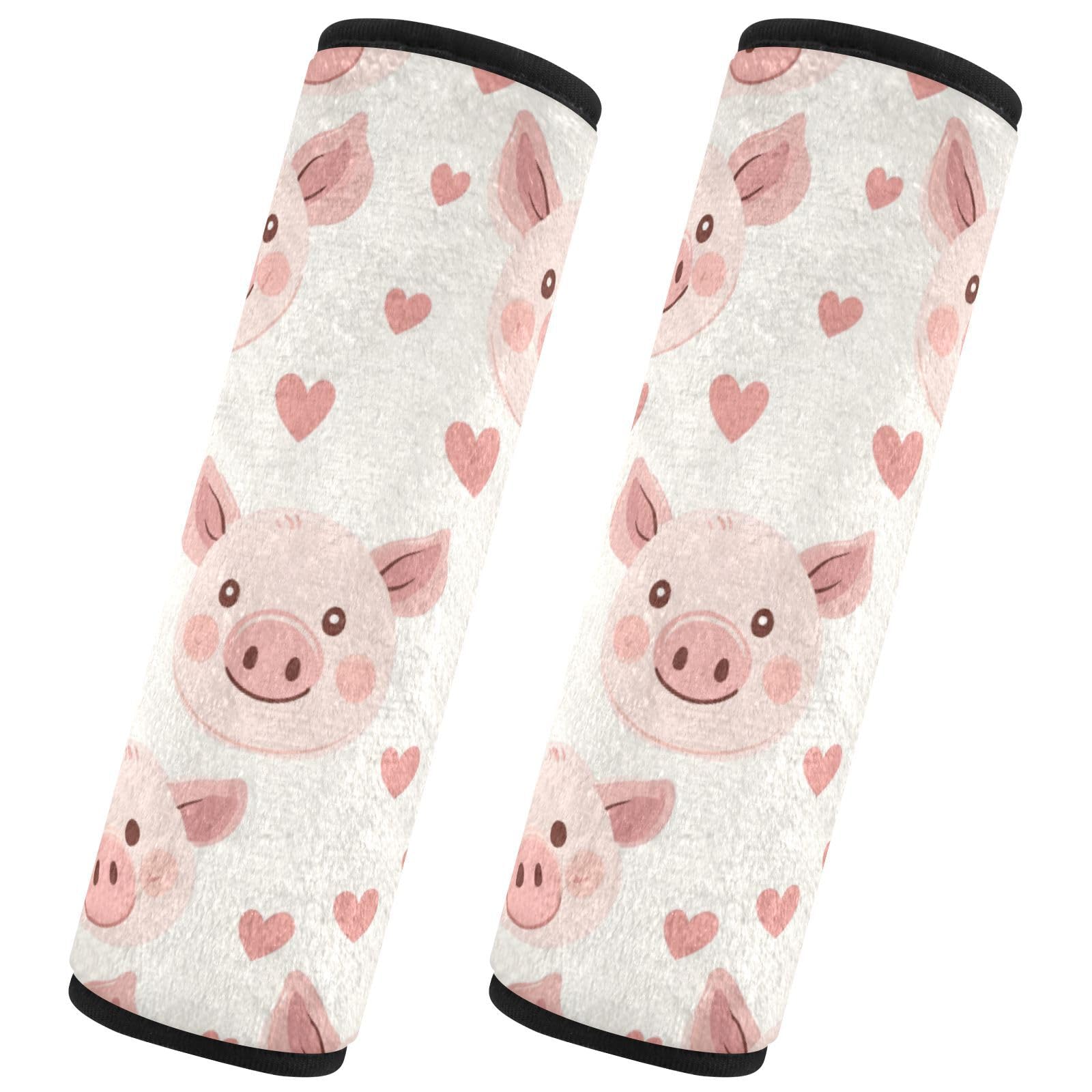 Seat Belt Covers 2 Pack Cute Pig Face Car Seat Strap Covers Super Soft Pink Car Seat Neck Cover for Boys Girls Adults Babies M