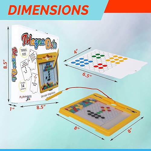 Miniatura 5 de Playmags Pizarra magnética de dibujo para niños, tablero de dibujo de puntos magna con bolígrafo magnético, tamaño de viaje de 8 x 8 pulgadas con