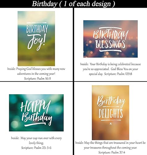 Miniatura 7 de Tarjetas de cumpleaños, sin diseños repetidos, 32 tarjetas y diseños, surtido de tarjetas de felicitación cristianas/religiosas #1 ~ Escritura en