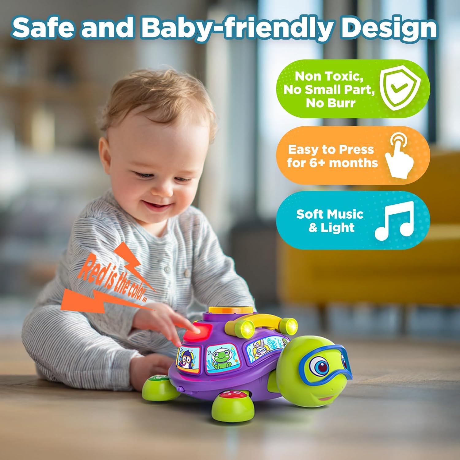 Baby Toys 6-12 Month, Musical Crawling Turtle, Infant Toys for 6 7 8 9 10 Month Old Boy Girl, Christmas Bilingual Baby Gifts for 3-6-9-12 Months Educational