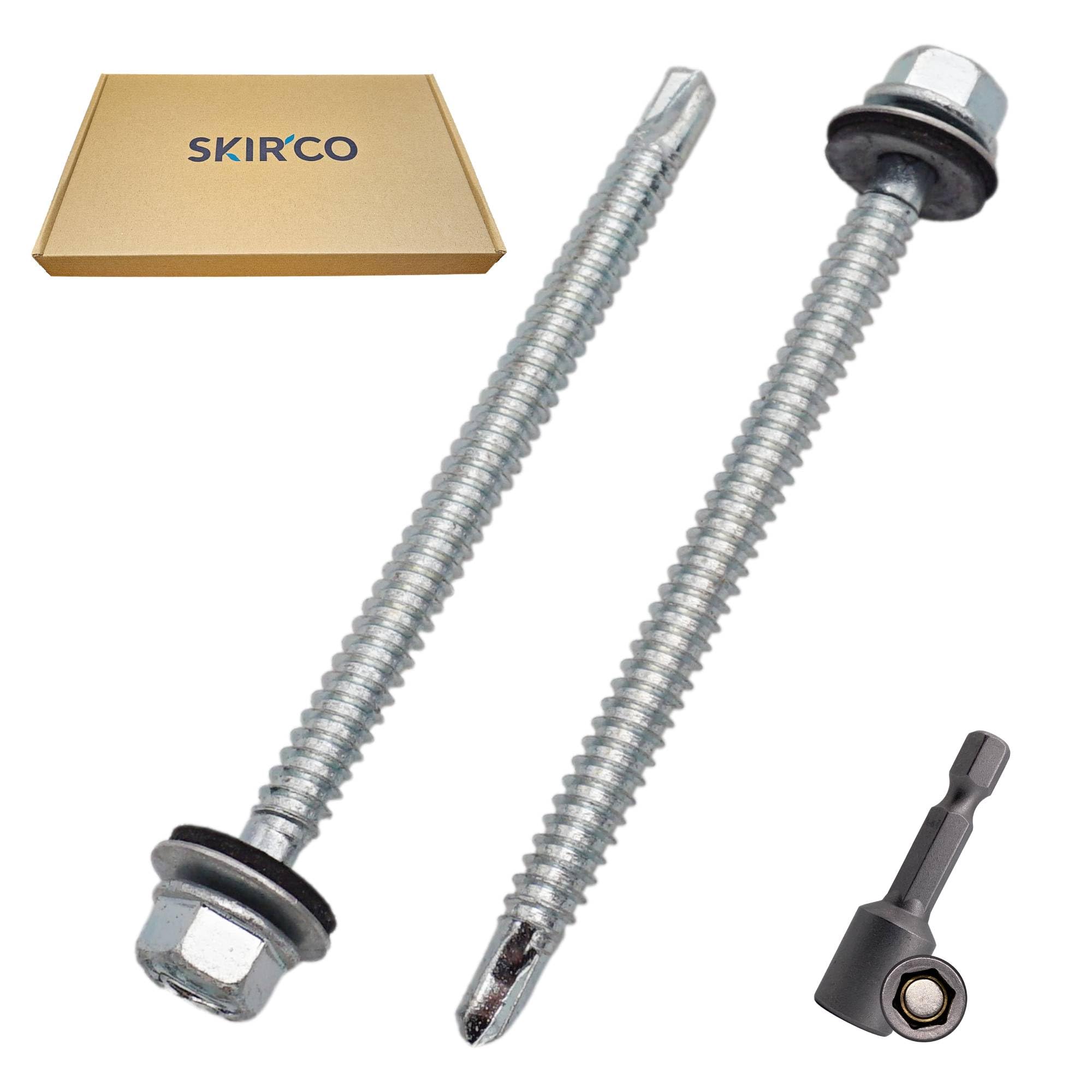 SKIR'CO (80 pcs) Zinc Plated Roofing Screws 6.3 x 90 mm, Hex Head, DIN 7504-K Self-Drilling Screws with EPDM Sealing Washers - Image 2