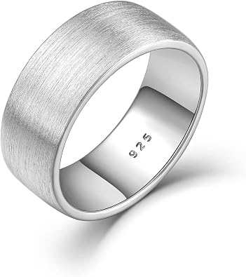 STARCHENIE Wedding Band Solid 925 Sterling Silver Ring for Men & Women Brushed Matte Finish