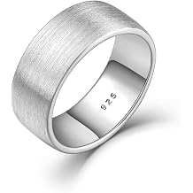 STARCHENIE Wedding Band Solid 925 Sterling Silver Ring for Men & Women Brushed Matte Finish