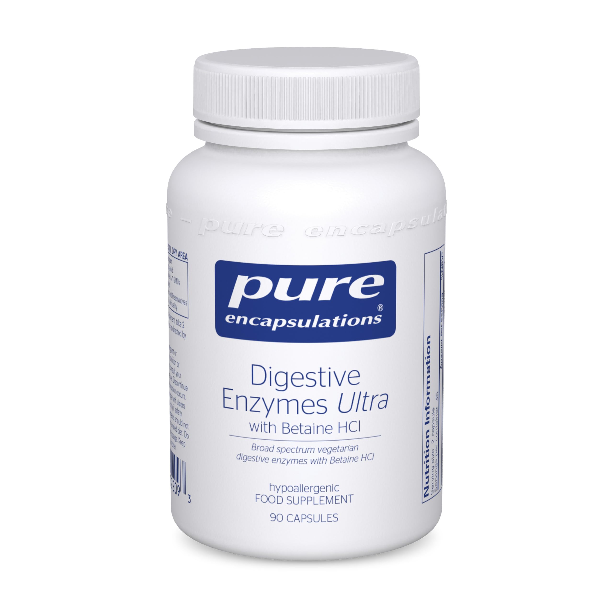 Pure EncapsulationsDigestive Enzymes Ultra with Betaine HCl - Vegetarian Digestive Enzymes - Lactose, Protein & Fat Digestion - 90 Capsules