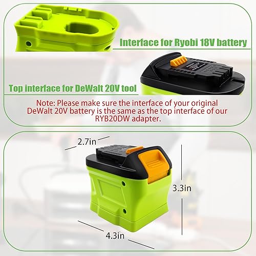 Miniatura 8 de para Ryobi para convertidor de adaptador de batería Dewalt, reemplazo para batería Dewalt 20V, para Dewalt 20V adaptador de herramienta eléctrica