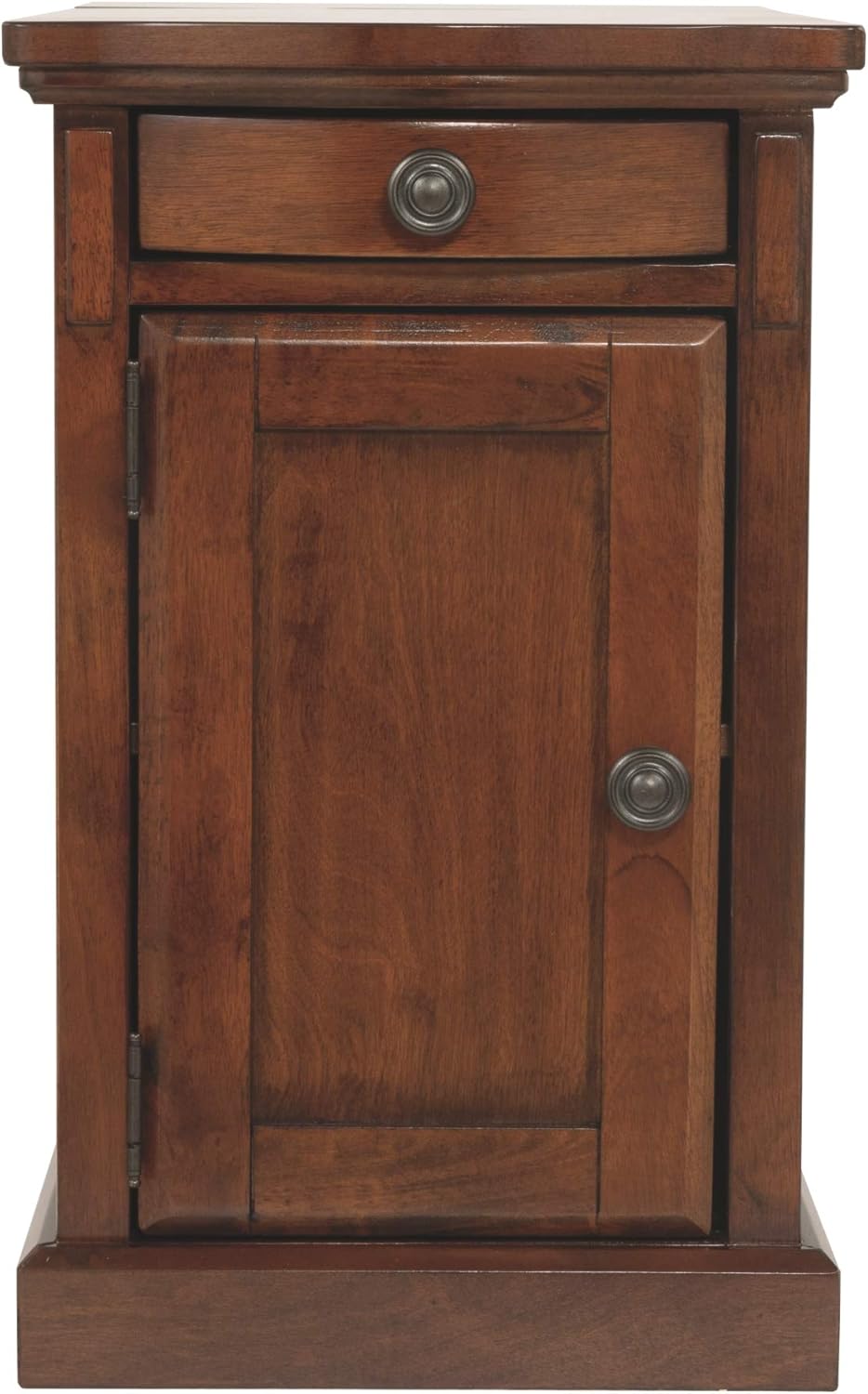 Fеаturеd Prоduсt Signature Design by Ashley Laflorn Traditional Chair Side End Table with 2 USB Ports & Outlets, Medium Brown