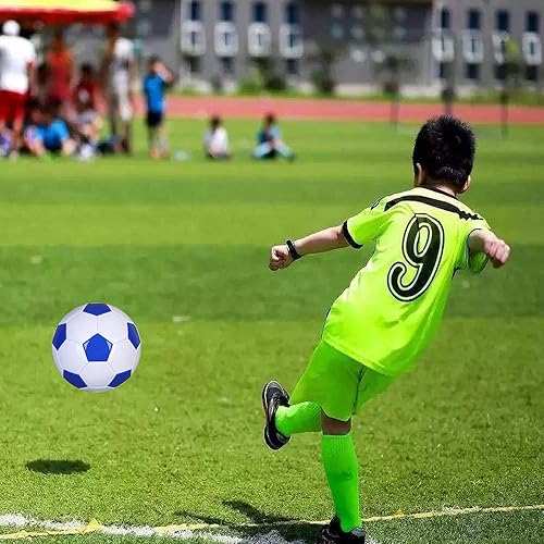 Vista 5 de Balón de fútbol tamaño 2, 3, 4, 5, blanco y azul, actividades deportivas escolares para exteriores e interiores, diseño clásico antiexplosión
