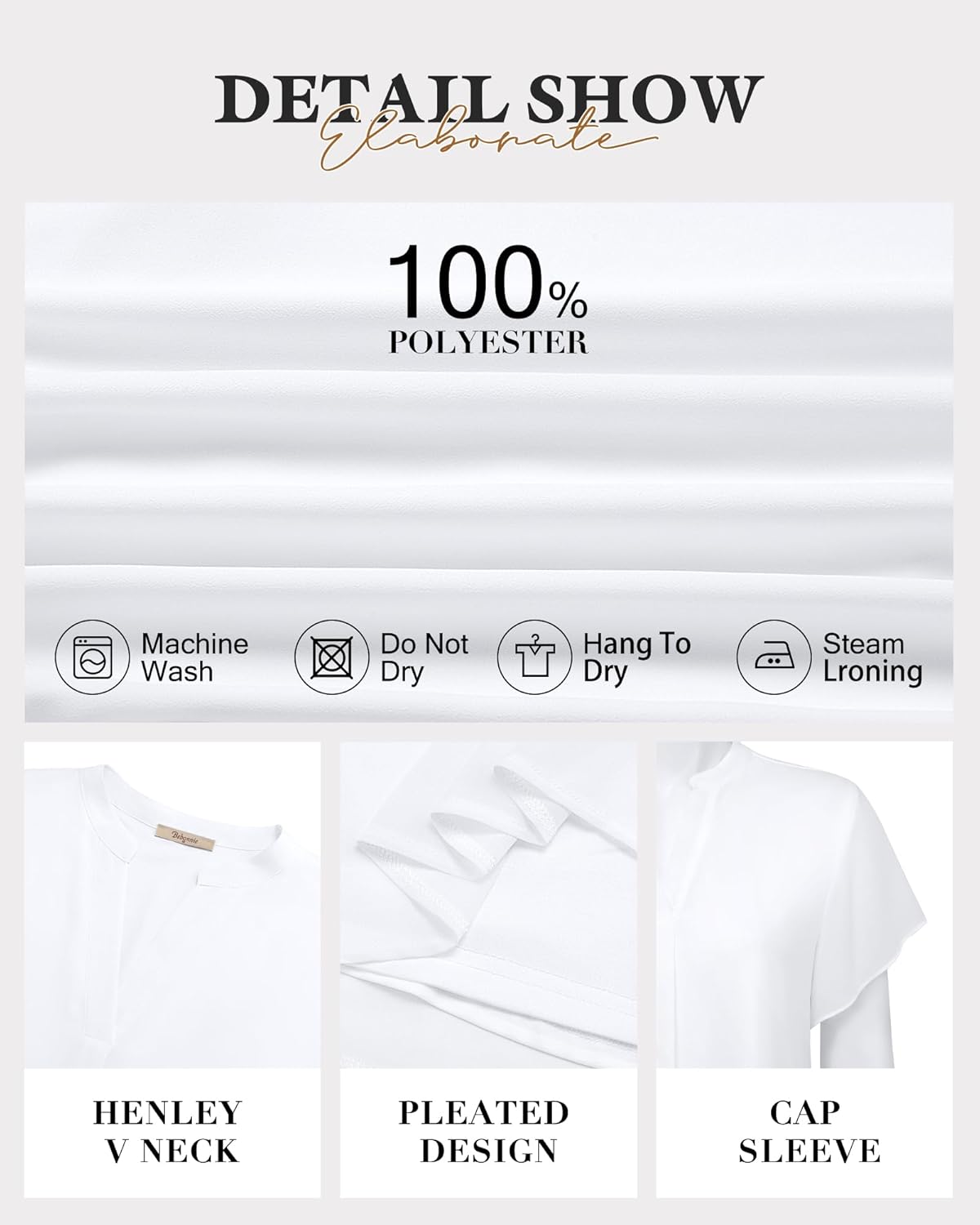 Bebonnie Womens Short Sleeve V Neck Double Layers Chiffon Blouses Dressy Casual Tunic Tops - Image 6