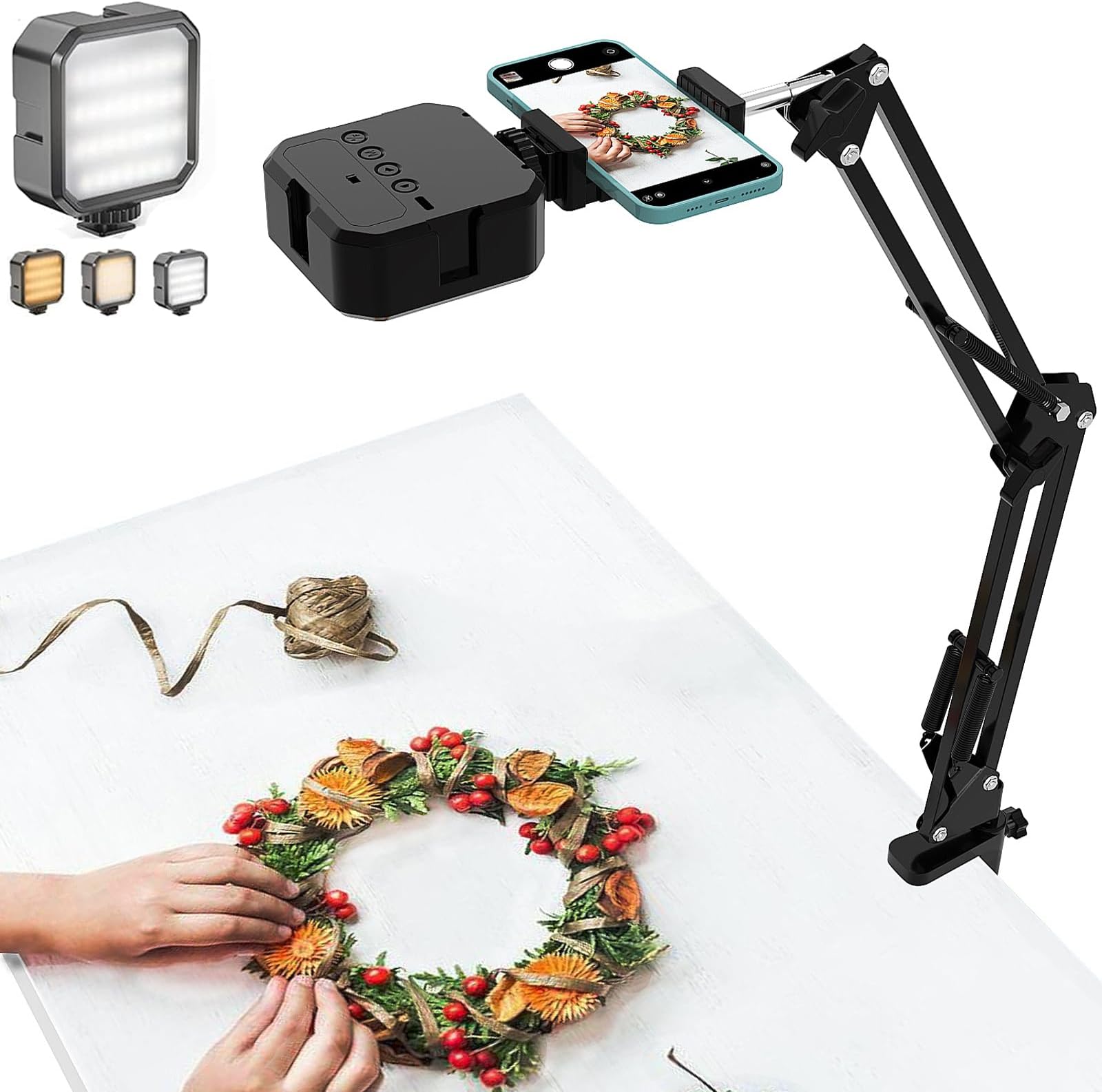 Soporte Para Telu00e9fono Celular, Brazo Articulado Con Luz LED, Soporte