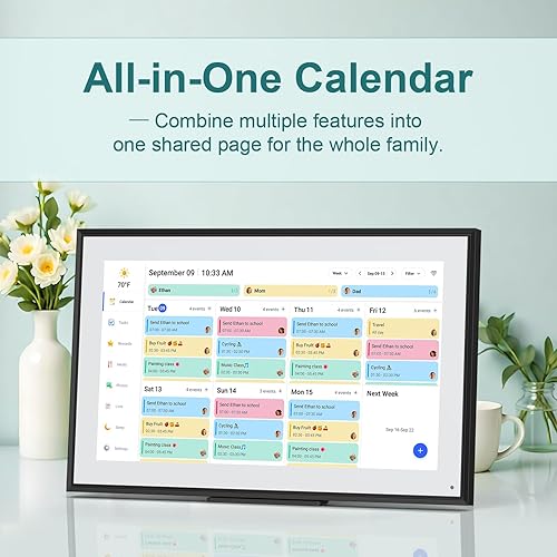 Miniatura 2 de Canupdog Calendario digital de 15.6 pulgadas 2025-2026  Pantalla táctil HD inteligente de fotos para horarios familiares, calendario electrónico de