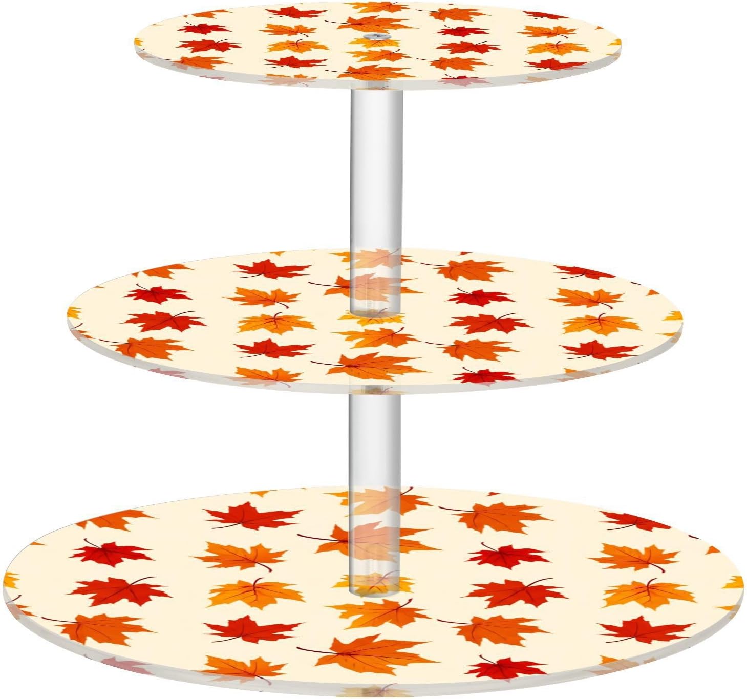 Autumn Fall Maple Leaves Thanksgiving 3 Tier Acrylic Cupcake Stand, Cupcake Stand for 34 Cupcakes for Weddings, Christmas,Holidays,Parties,Birthday,Printed Cupcake Tower 23301616