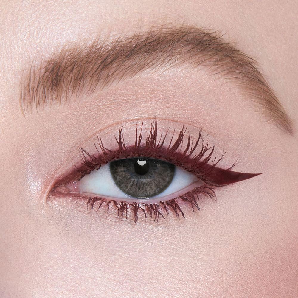 UCANBE Mascara Eyeliner Set, Wasserfeste Bunte Augenschminke - Mascara für Natürlich Aussehende, Lang Anhaltende, Geschwungene Wimpern, Eyeliner für Wischfeste, Farbechte Ergebnisse (Beerenrot)