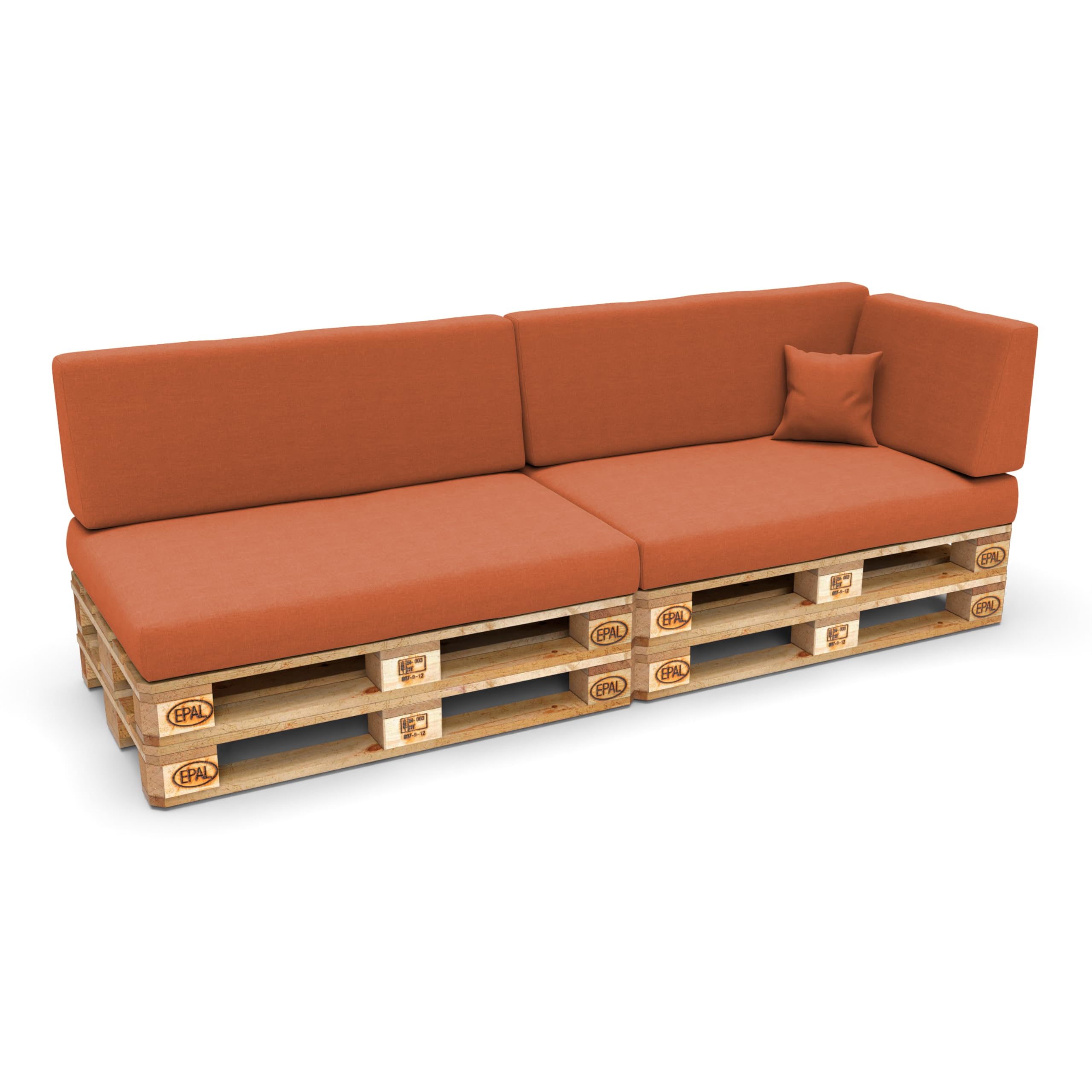 POKAR Euro Pallet Seating Set of 2: 1x seat cushion 120x80cm + 1x back cushion 120x40cm, cold foam, removable covers, Home Garden Furniture DIY, indoor outdoor pillow, without pallets, Beige — view 181