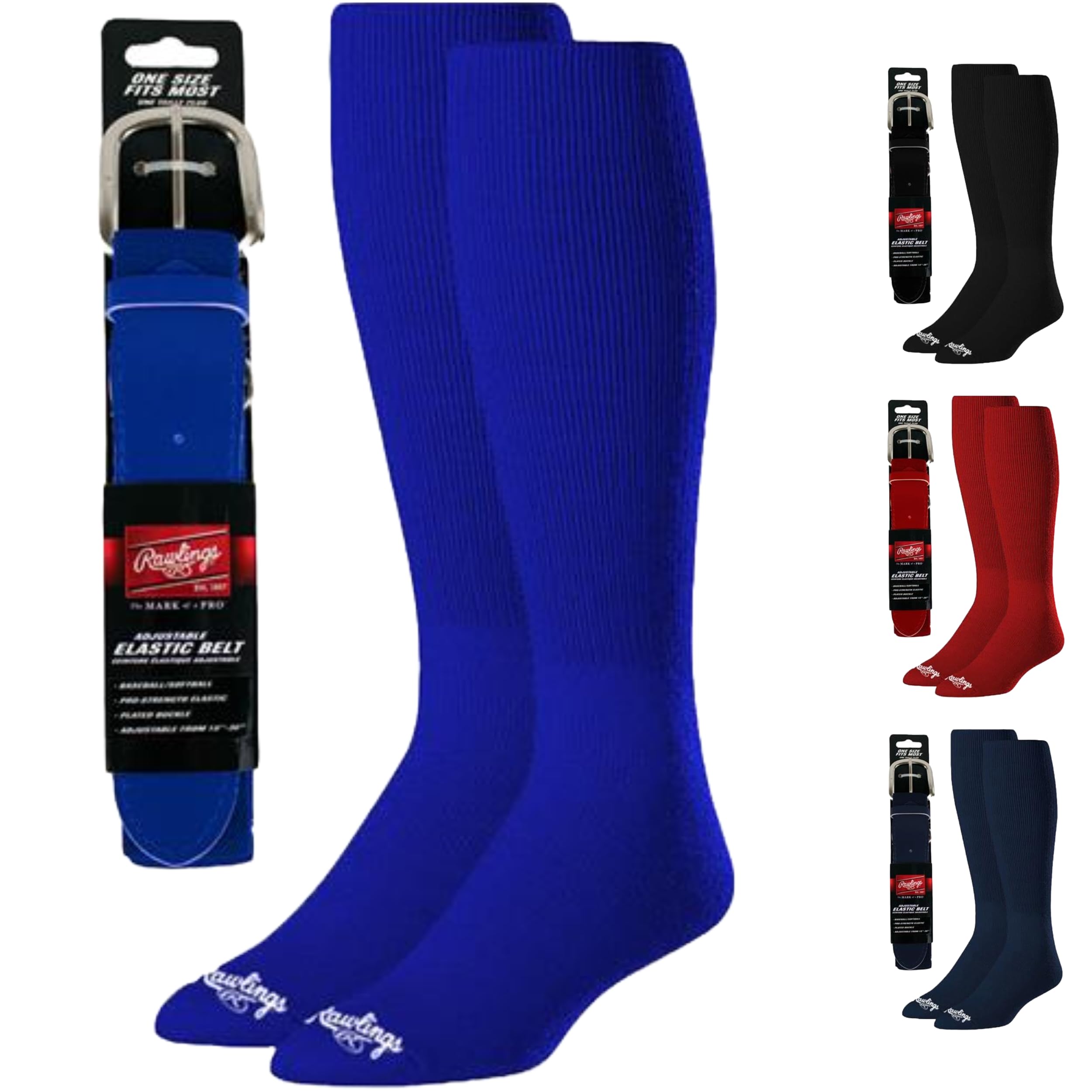Rawlings BLTSOCKS-Blue Baseball Belt & Sock Combo (Youth Small/Blue)