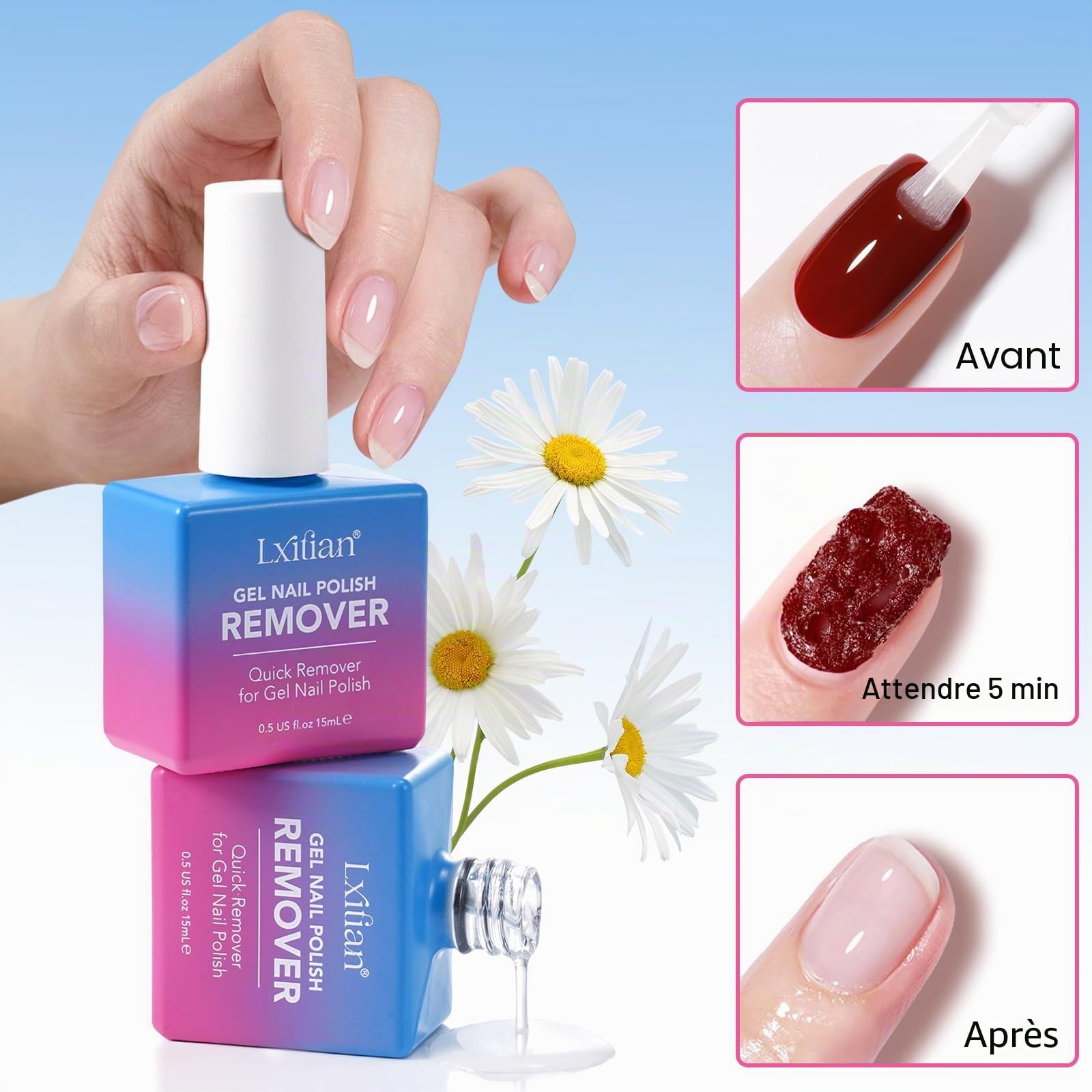 Dissolvant Vernis Semi Permanent, Disolvant a Ongles Semi Permanent, Remover Vernis Semi Permanent, S'enlève et Facilement Sans Papier D'aluminium, Trempage ou Emballage, et Sans Abîmer les Ongles