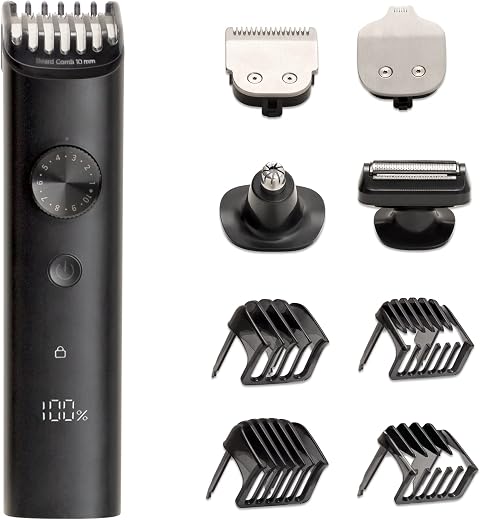Mi Grooming Kit Pro, Face, Hair, Body – Everything-in-One Professional Styling Trimmer, Body Grooming, Nose & Ear Hair Trimming, Hair Clippers, Beard Combs, Quick Charge and 90 Mins Run Time, Black￼￼￼￼