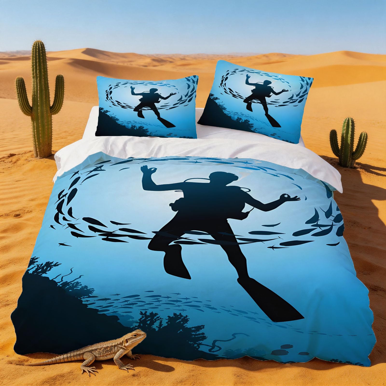 Parure de lit 140 x 200 poisson pour une chambre ambiance surf et mer