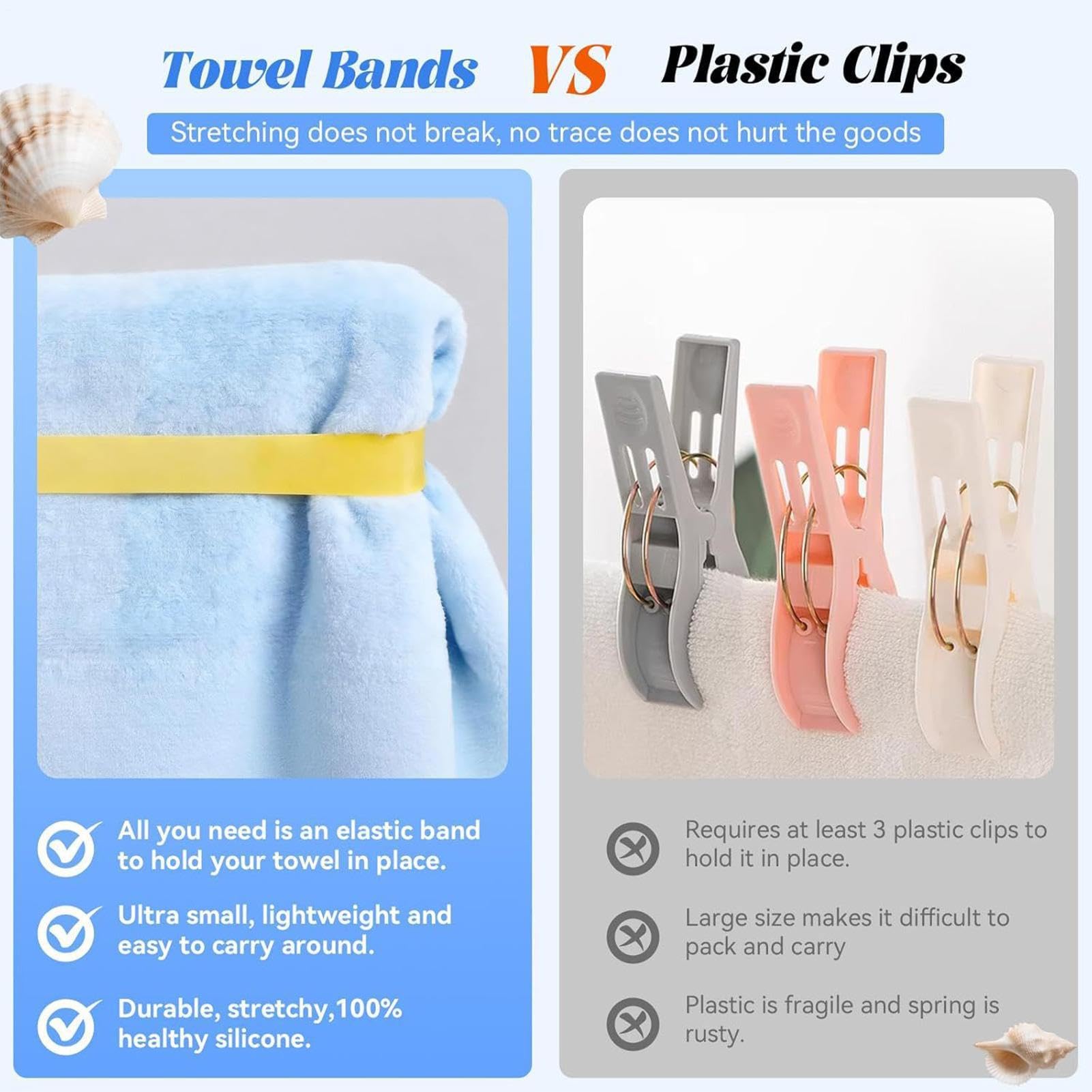 Bandas Para Toallas De Crucero, 6 Piezas, Clips De Silicona Para Toallas Para Tumbonas De Piscina | Soportes Imprescindibles Para Vacaciones En La Cubierta De Cruceros, Descanso Junto A La Piscina, Ca