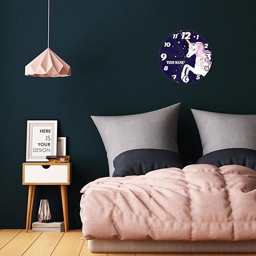 Vista 12 de Reloj de pared de llama de béisbol personalizado para habitación de niños, reloj de pared personalizado con nombre de niño, regalo de cumpleaños