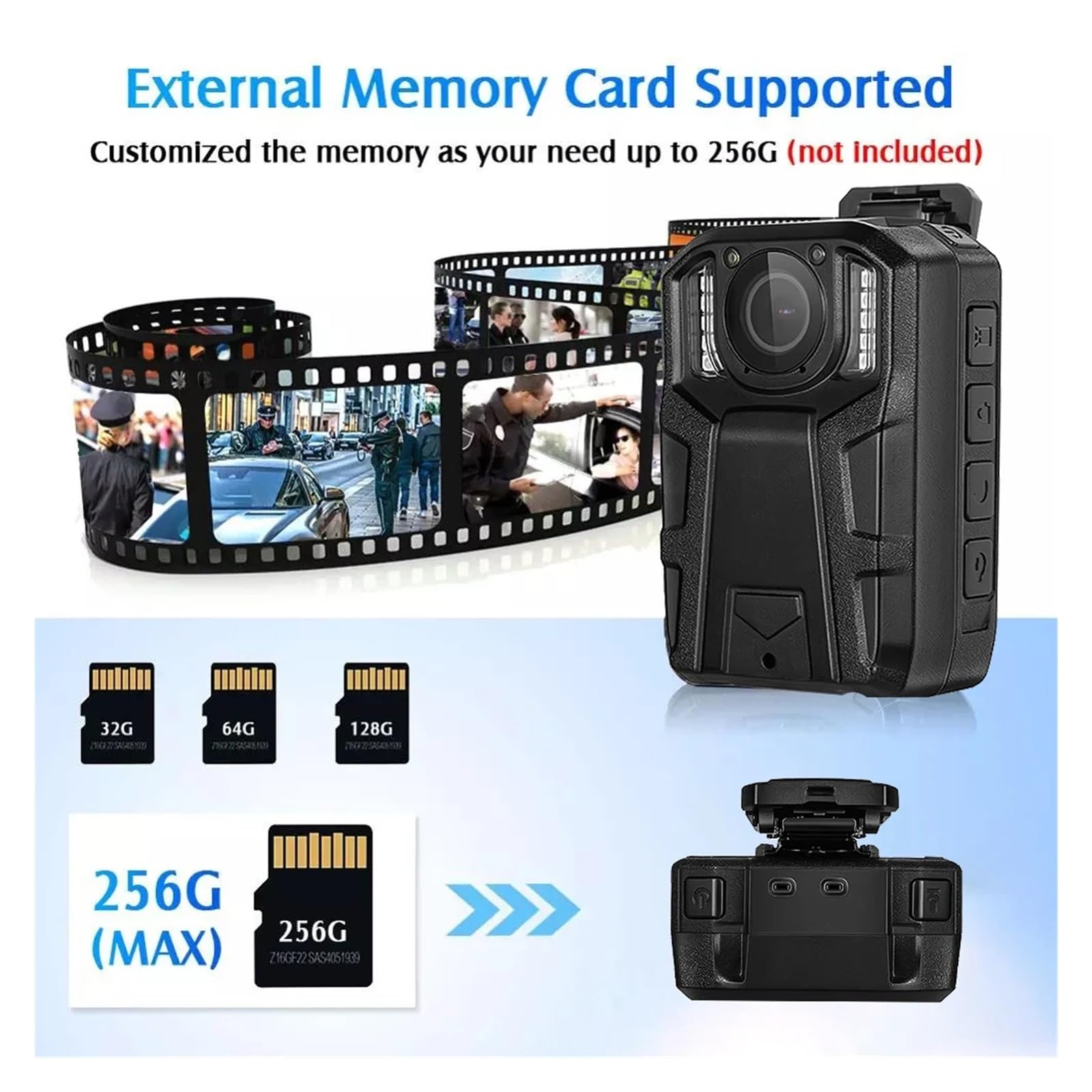 Kamera na ciało YSW-Y2 Mini kamera do noszenia na ciele A7 kamera policyjna do montażu na ciele cyfrowy rejestrator wideo kamera samochodowa HD 1080P kamera DVR z dźwiękiem i obrazem(16GB)