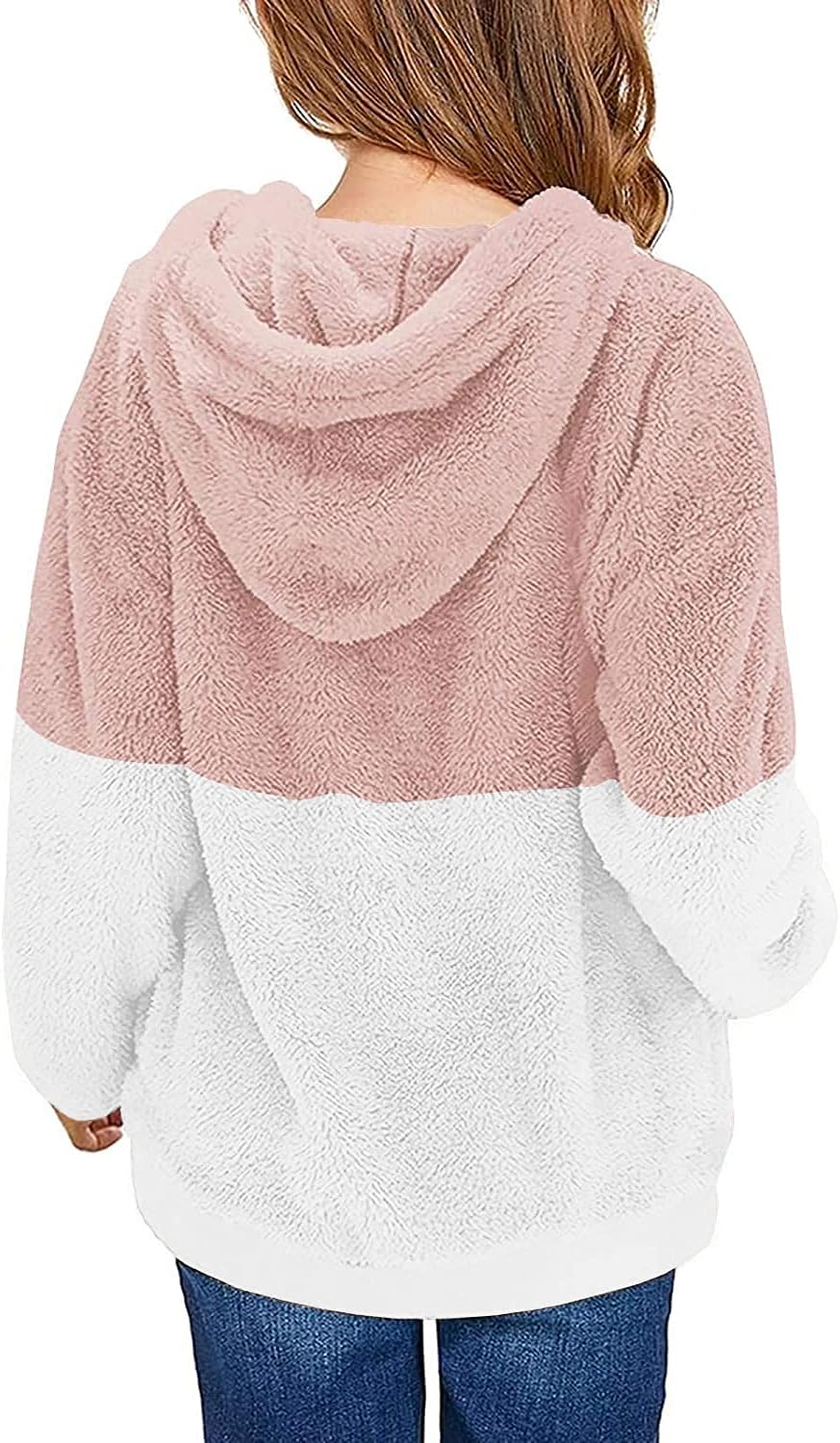 Haloumoning Girls Fuzzy Fleece Pullover Hoodies Sweatshirt Casual Loose Outwear Coat with Pockets 4-15 Years - Image 2