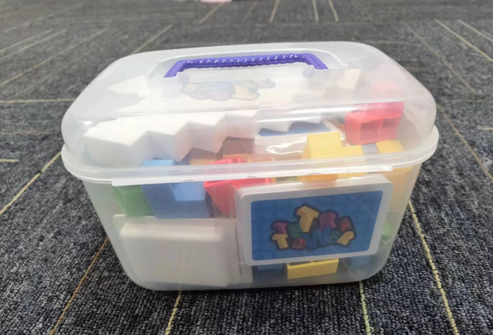 WOWNOVA 64PCS Deluxe Tetra Tower Game for Family Game Night, Balance Stacking Blocks Tower Board Game for Fun Party Games, Stack Attack Game for Kids & Adults, with Prize Wheel&Cute Clear Storage Box