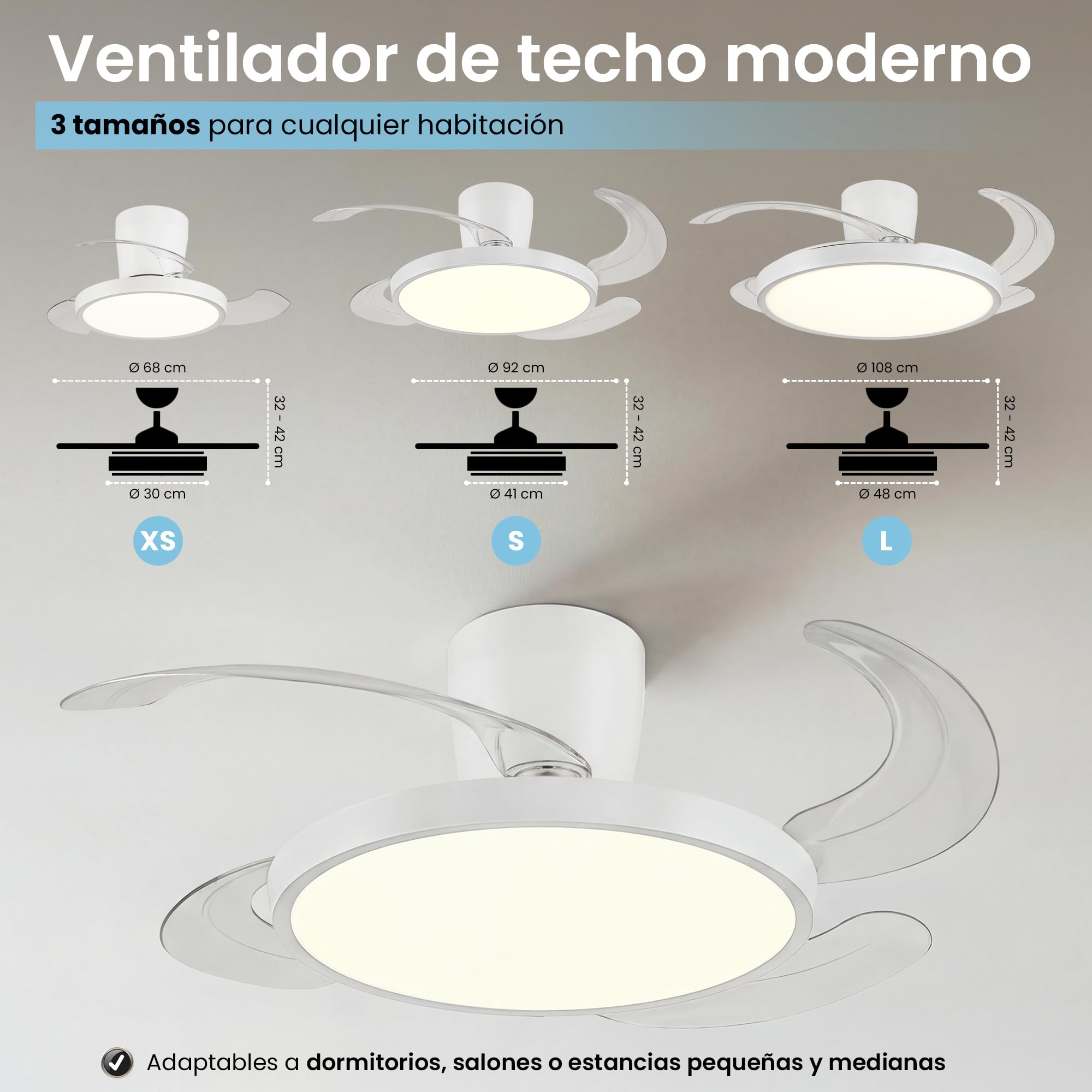 Ventilador de Techo con Luz LED Regulable y App – Motor DC Silencioso Bajo Consumo – Mando a Distancia – Función Verano/Invierno – Luz 3000K-6500K – Moderno para Salón y Dormitorio (Madera, 108 cm)