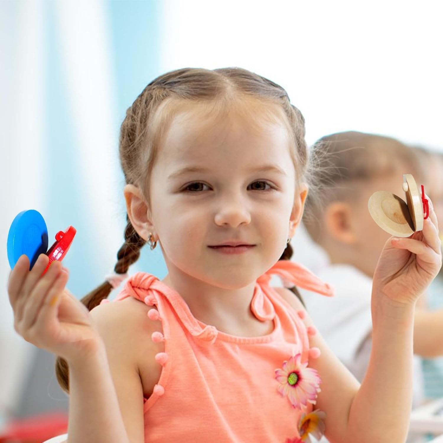Wooden Castanets, Musical Castanets Instrument, Creative Hand , Spanish Hand Percussion Instruments for Boys Girls Kids