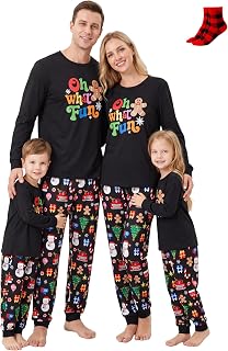 PATPAT Family Christmas Pajamas Matching Sets Gingerbread PJs with Socks | Boys Girls Couples Christmas Pajamas 2026, Matching Family Style for Christmas Photos, Parties And Lounging