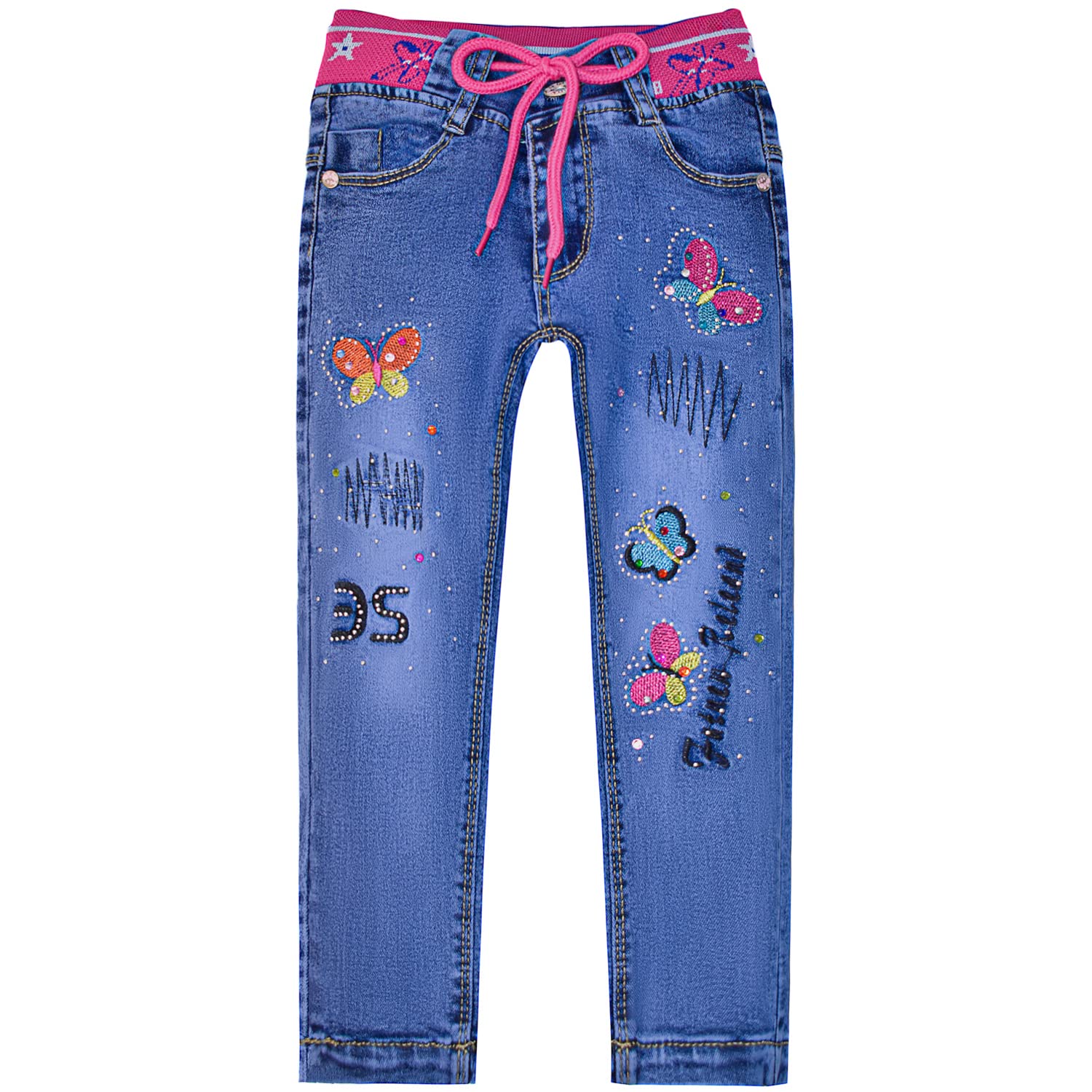 Jeans Brodés Pour Petites Filles De 2 à 9 Ans - Noir Décontracté Et élégant - Peacolate