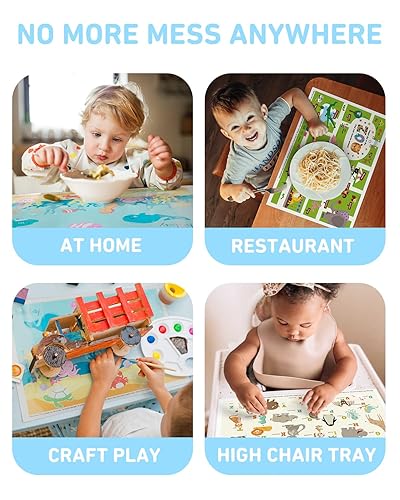 Miniatura 5 de Babebay Manteles individuales desechables para bebé, paquete de 40 manteles individuales adhesivos para niños, para restaurantes, mesa de comedor,