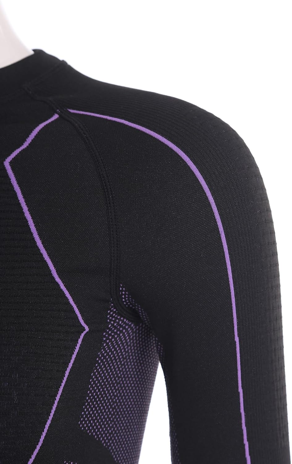 Freebily Women's Skiing Thermal Underwear Set Moisture-wicking Long Sleeve Top & Leggings For Ski Black Purple Small