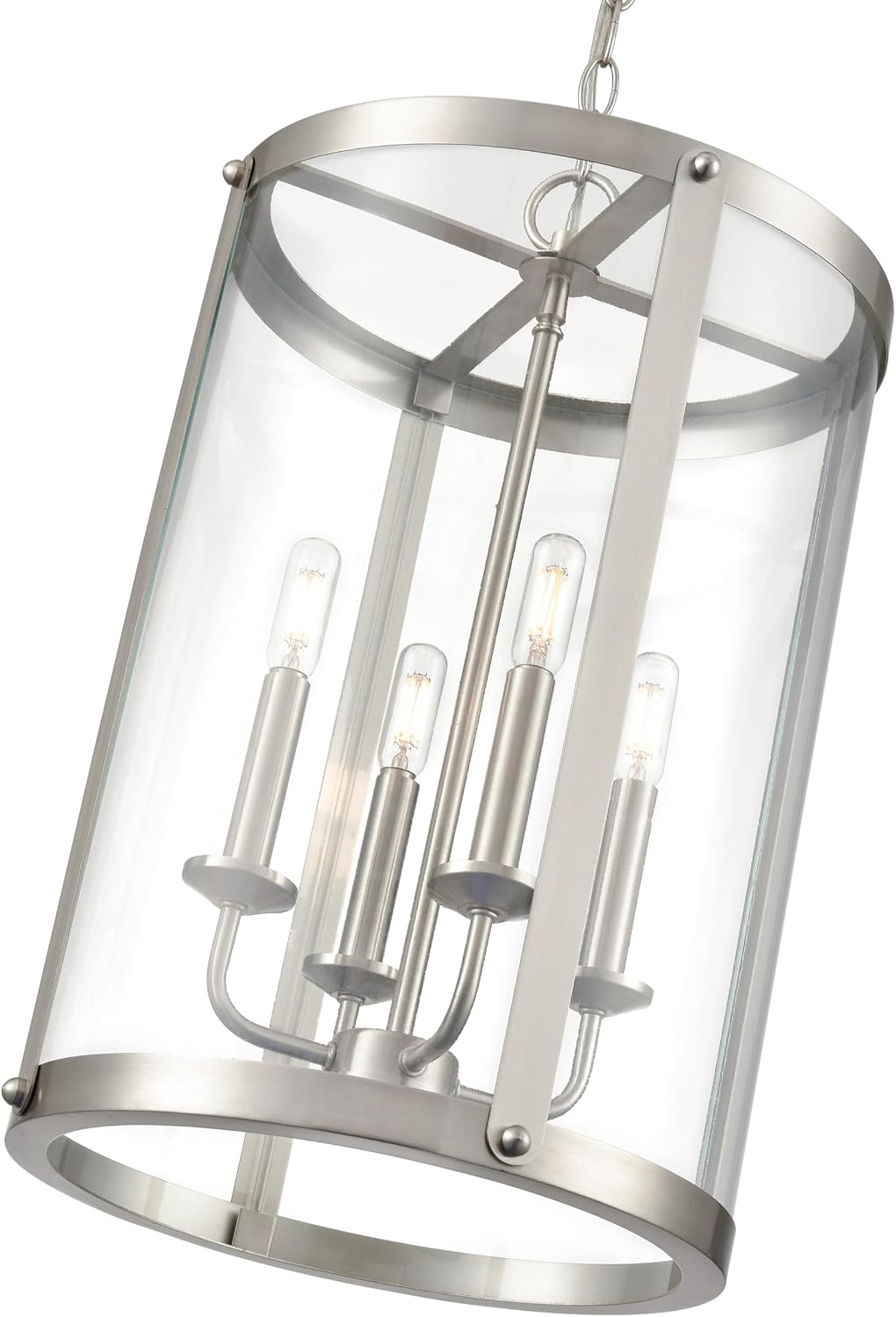 ML Lighting | Aydenn Collection | 94004-BN | 4 Light Pendant in Brushed Nickel Finish with Clear Glass Shade | Perfect for Kitchens, Dining Rooms, Living Rooms, Entryways, Hallways