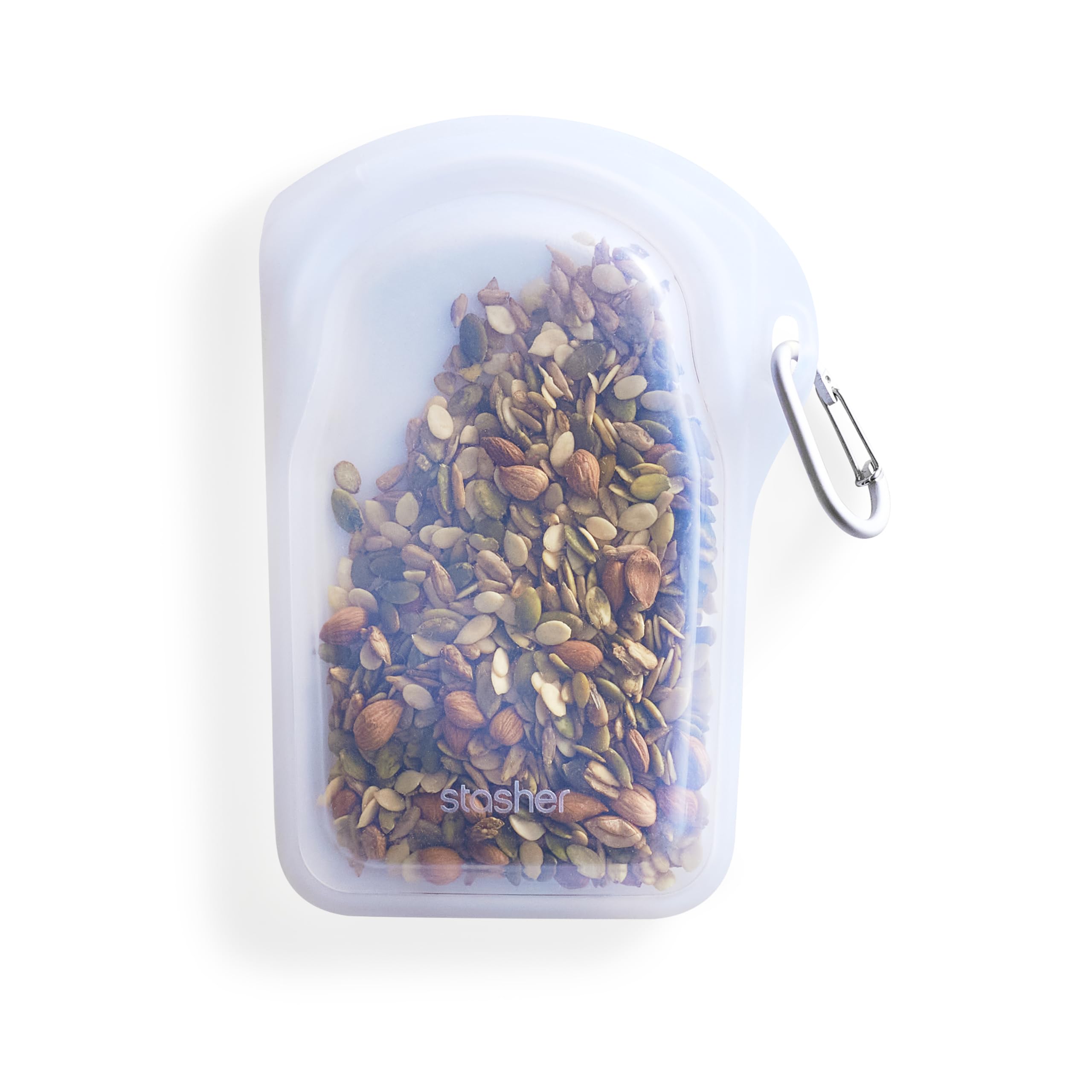 StasherPremium Silicone Reusable Food Storage Go Bag, Clear, Microwave, Dishwasher, Oven and Freezer Safe, BPA Free, Leak-free, Eco-friendly, 18 Oz