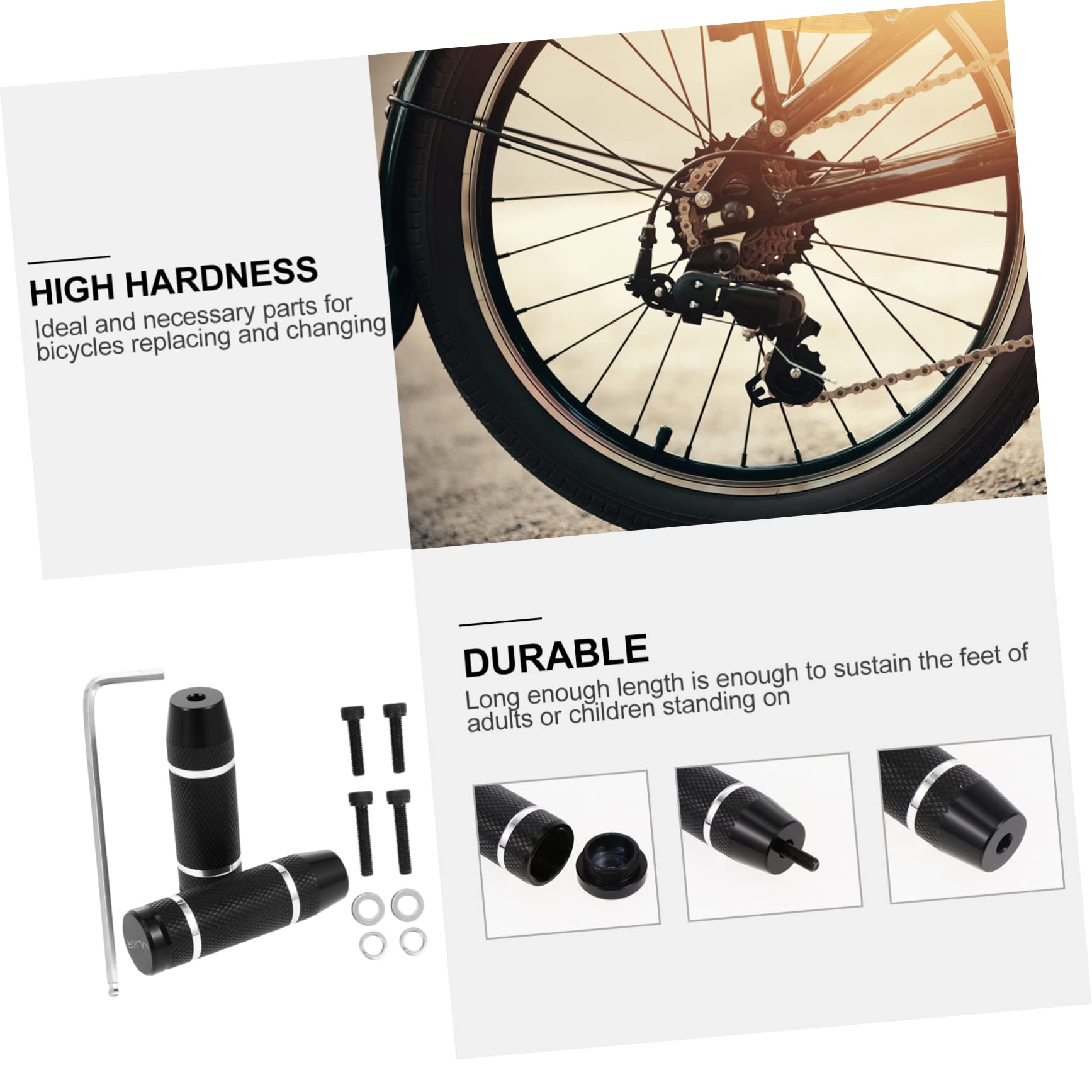 BCOATH Ebike Pedals Pegs Aluminum Alloy Bike Rear Pedal Anti-Slip Grooves Easy Installation
