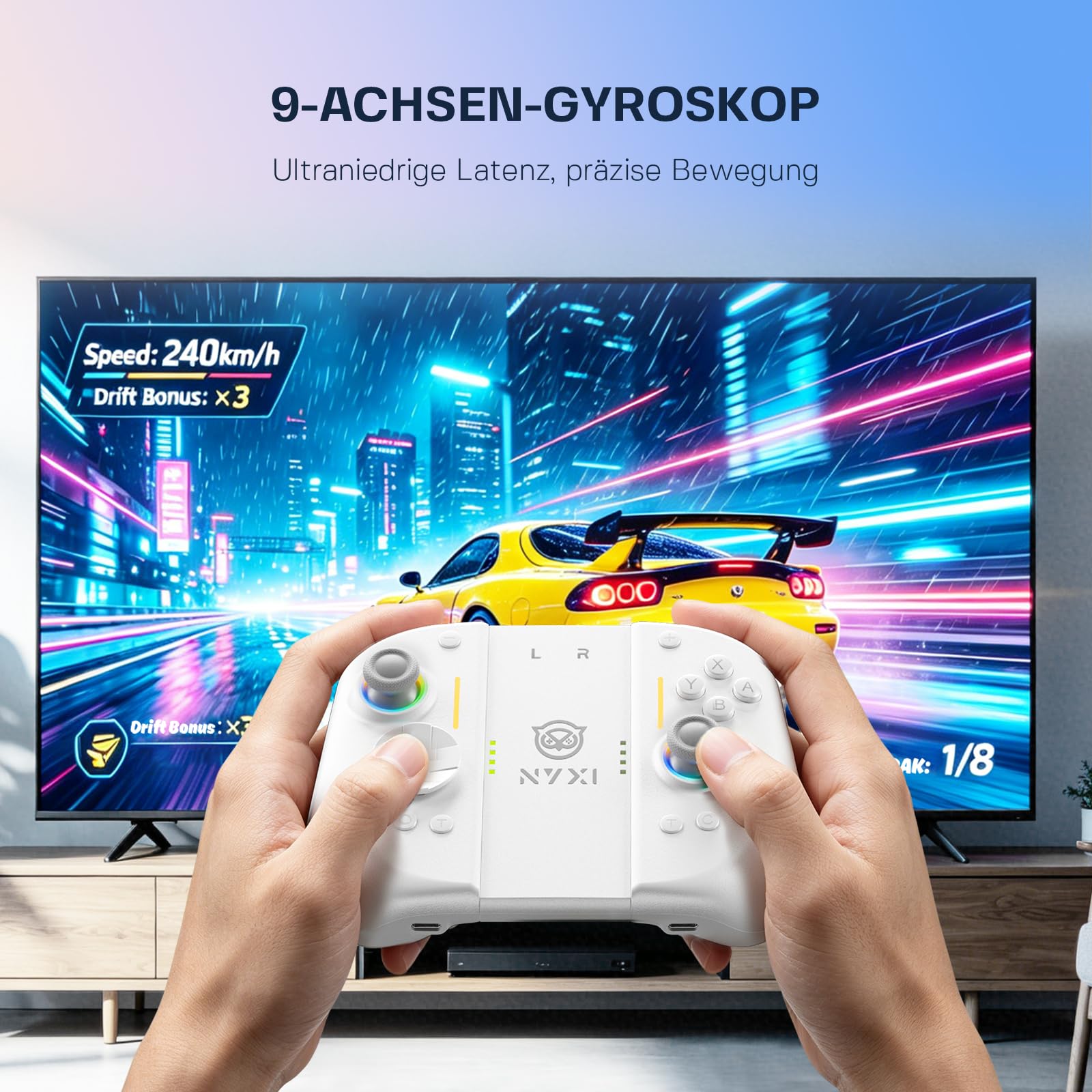 NYXI Hyperion 3 Manette Switch 2 – Premier Manette sans fil de tiers au monde pour Switch 2, Joystick à effet Hall, Gyroscope à 9 axes, Récupération & Bouton C, Turbo & Vibration, Ergonomique