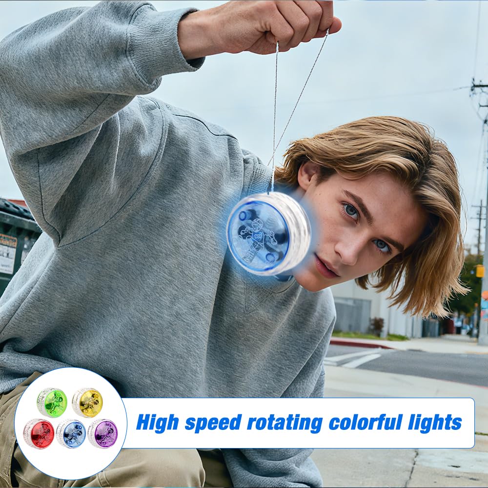 YoYo, 15 pezzi di plastica Responsive Yoyo Reattive Cuscinetti a sfera JoJo, JoJo Luminoso, Jo-Jo Giocattoli per principianti, Jo-Jo LED per feste, bomboniere