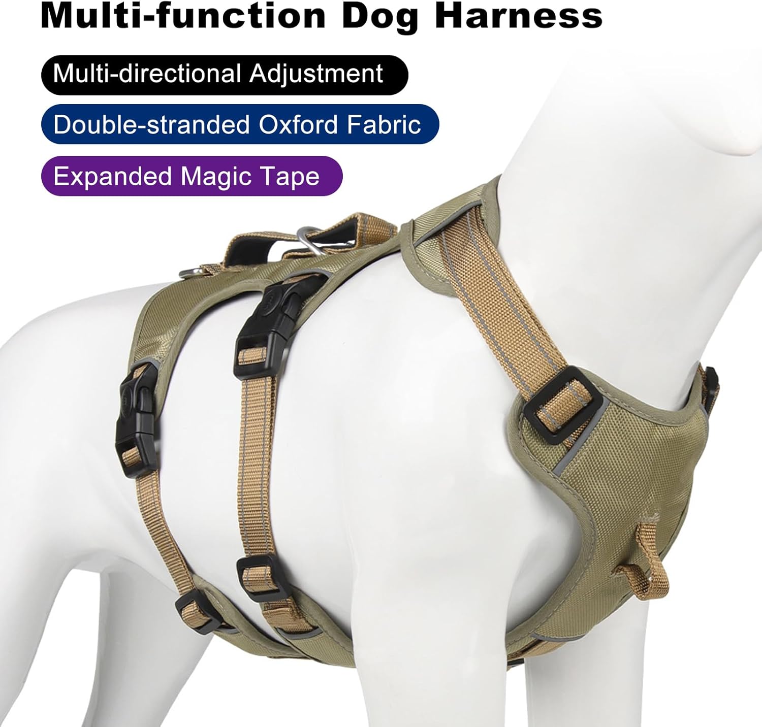 Black Tactical Dog Harness for Small/Medium/Large Dogs, No Pull Dog Harness with Handle, Adjustable Reflective Shepherd Dog Vest for Walking, Training, Hunting, M:33-61 lbs (Chest:18-25",Neck:17-21")
