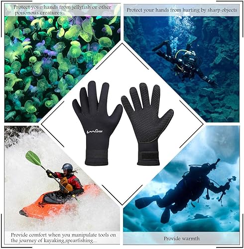 Vista 15 de OMGear Guantes de neopreno de buceo, guantes de neopreno de 0.118 pulgadas (0.118 in) térmicos flexibles con correa ajustable para la cintura
