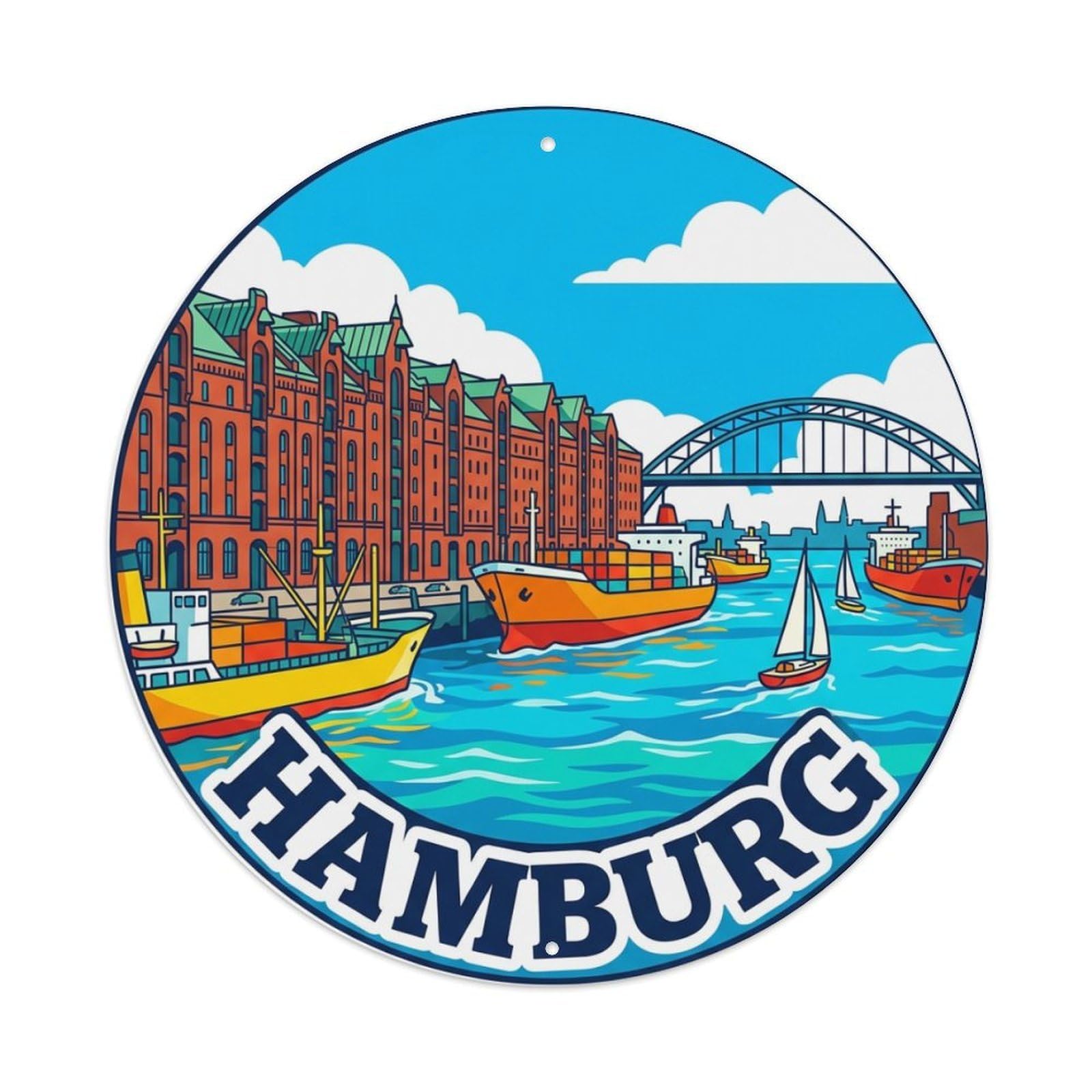 Metal Tin Sign Germany Vintage Travel Hamburg