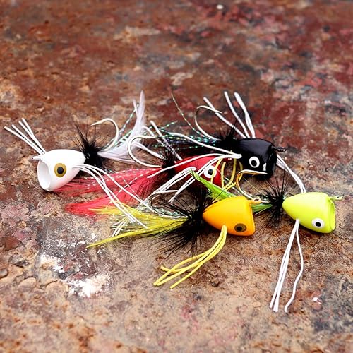 Miniatura 8 de wifreo Señuelos de pesca con mosca para Sunfish Bluegill Crappie Bass Panfish Topwater Popper pesca con moscapaquete de 10