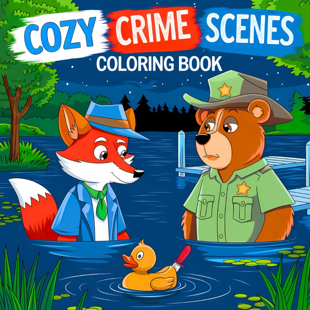 Cozy Crime Scenes Coloring Book: 50 Funny and Mysterious Coloring Pages for Adults (Cozy Crime Coloring Collection for Adults and Teens)