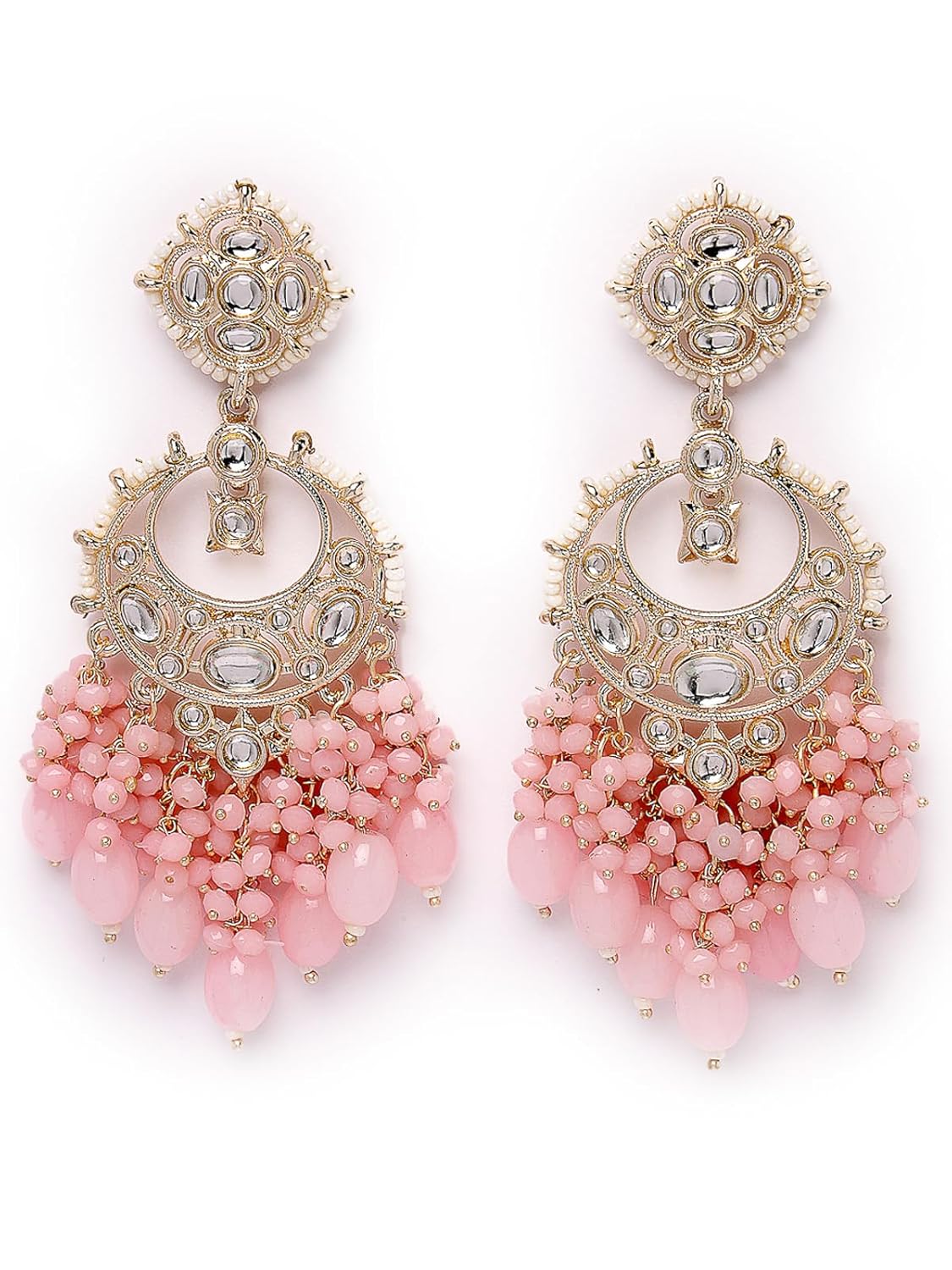 Studio Sukkhi Enchanting Gold Plated Pink Meenakari With Kundan Dangle Drop Earrings For Women And Girls (E105789)